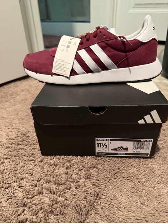 adidas Other - adidas Burgundy Low-Top Sneakers with White Stripes